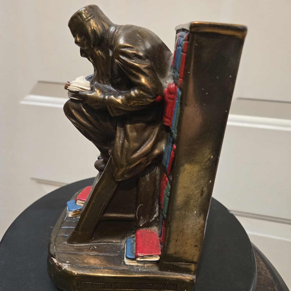 Vintage Bronze Bookend with Red and Blue Accents - Picture 6 of 12